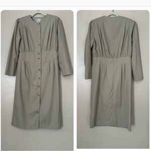 Susan Bennett Dress size 14 Business Career Workwear Buttons Front Beige Midi